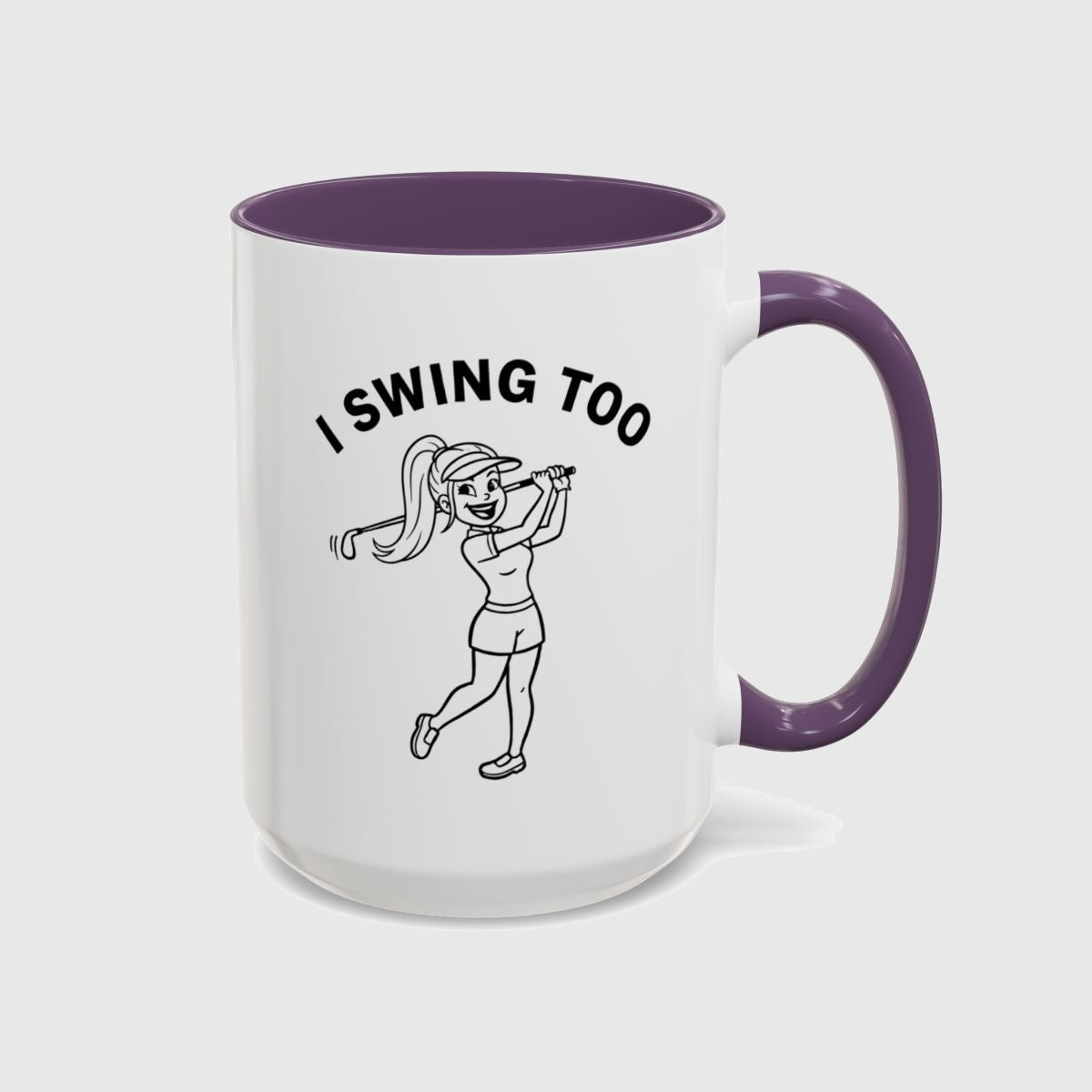 Retro I SWING TOO Women's Golf T-Shirt - Golf Mug in Purple
