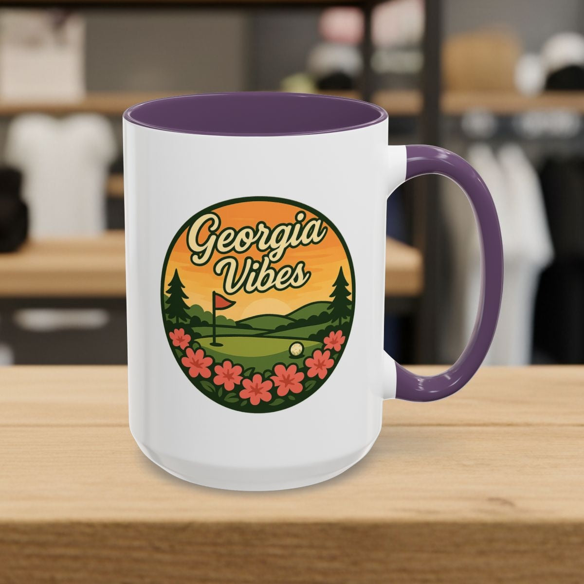 Golf Vibes - Georgia Azalea Edition - Golf Mug - 15oz in Purple