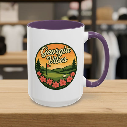 Golf Vibes - Georgia Azalea Edition - Golf Mug - 15oz in Purple
