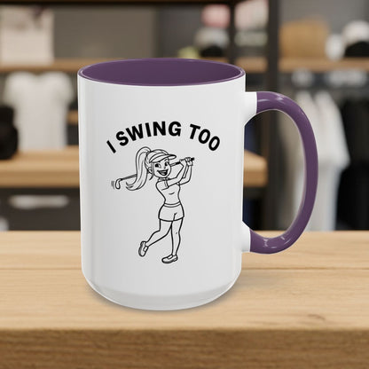 Retro I SWING TOO - Golf Mug - 15oz in Purple