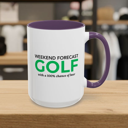 Weekend Forecast - Golf Mug - 15oz in Purple