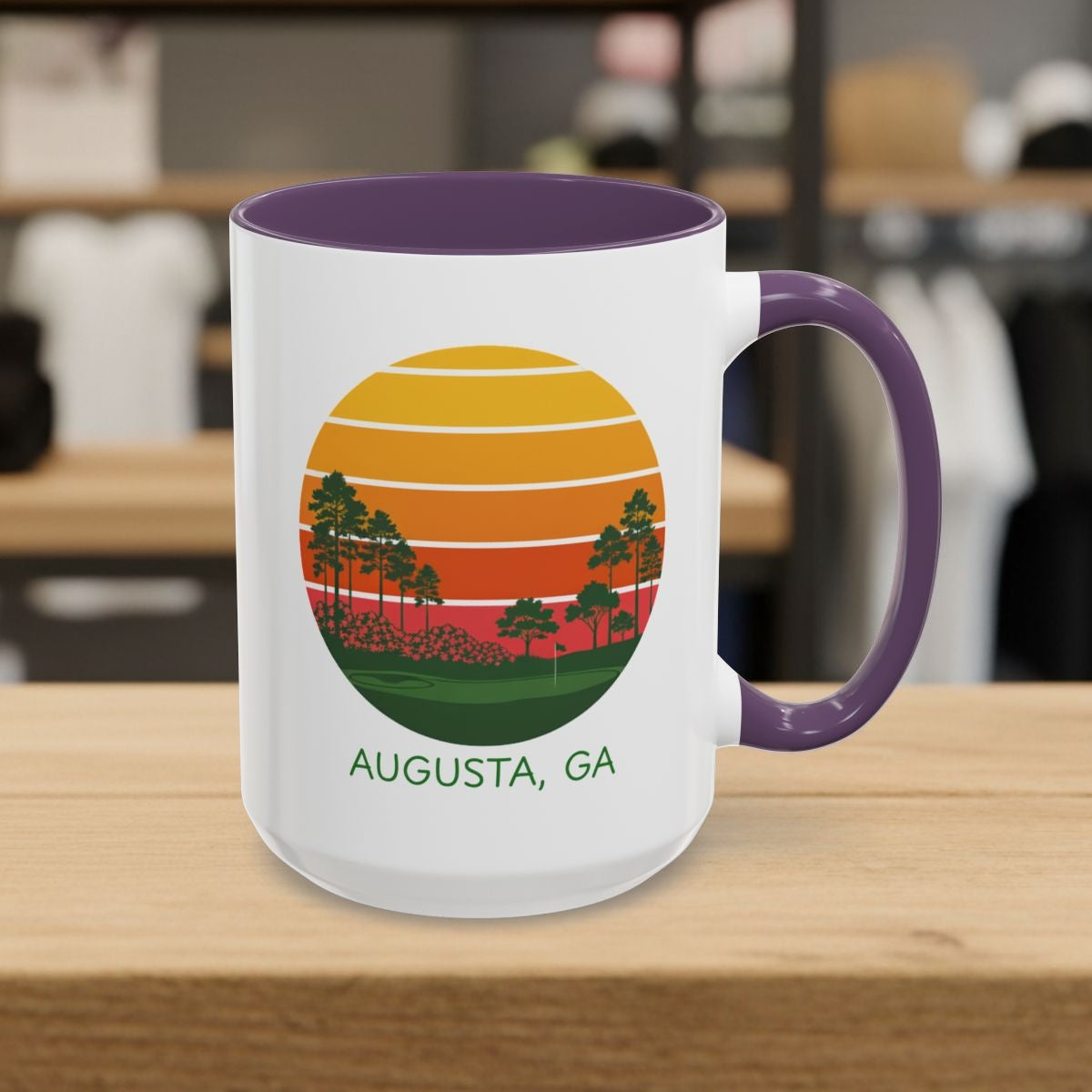 Retro Sunset - Augusta - Golf Mug in Purple