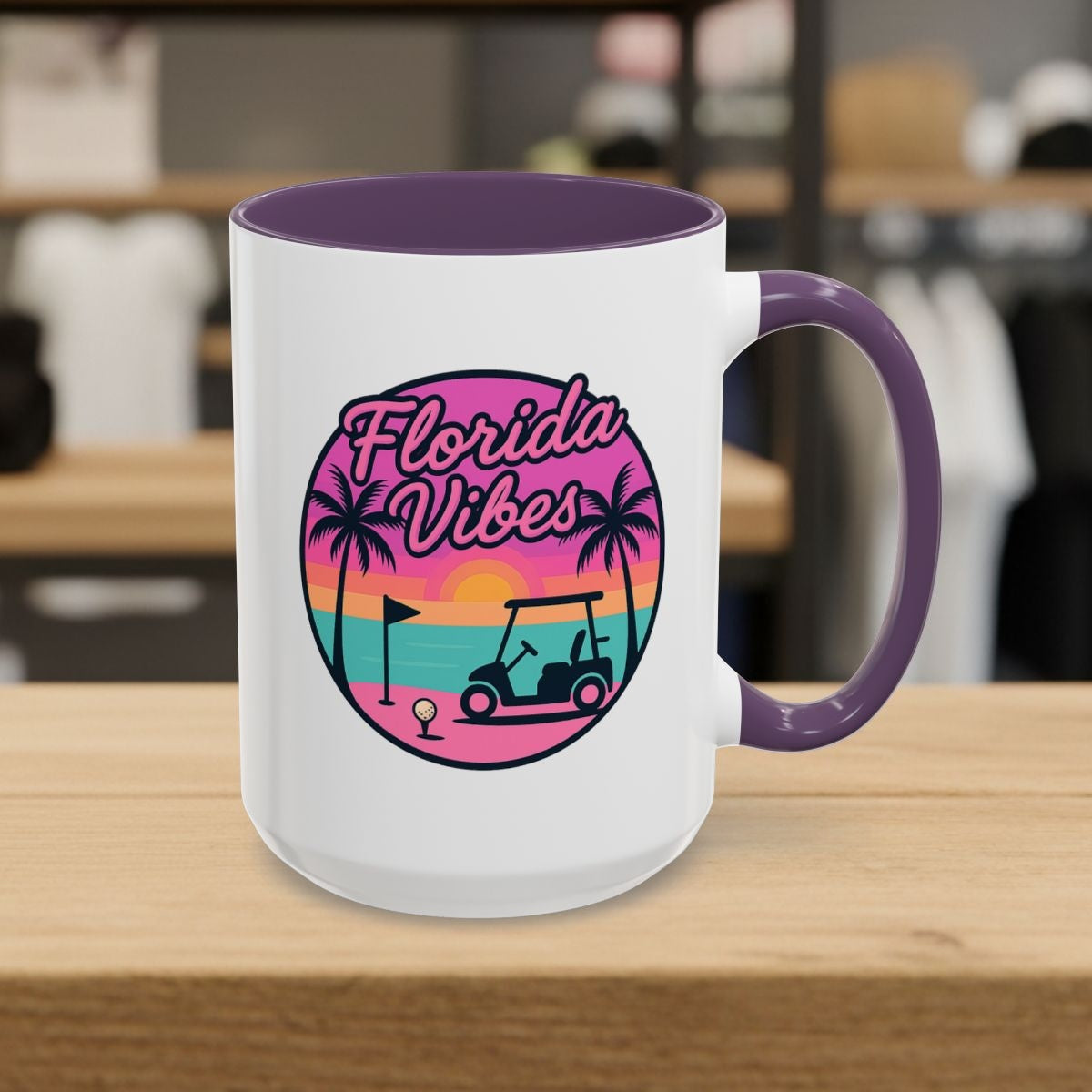 Golf Vibes - Florida Sunshine Edition - Golf Mug - 15oz in Purple