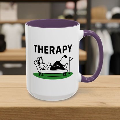 Golf Therapy - Golf Mug - 15oz in Purple