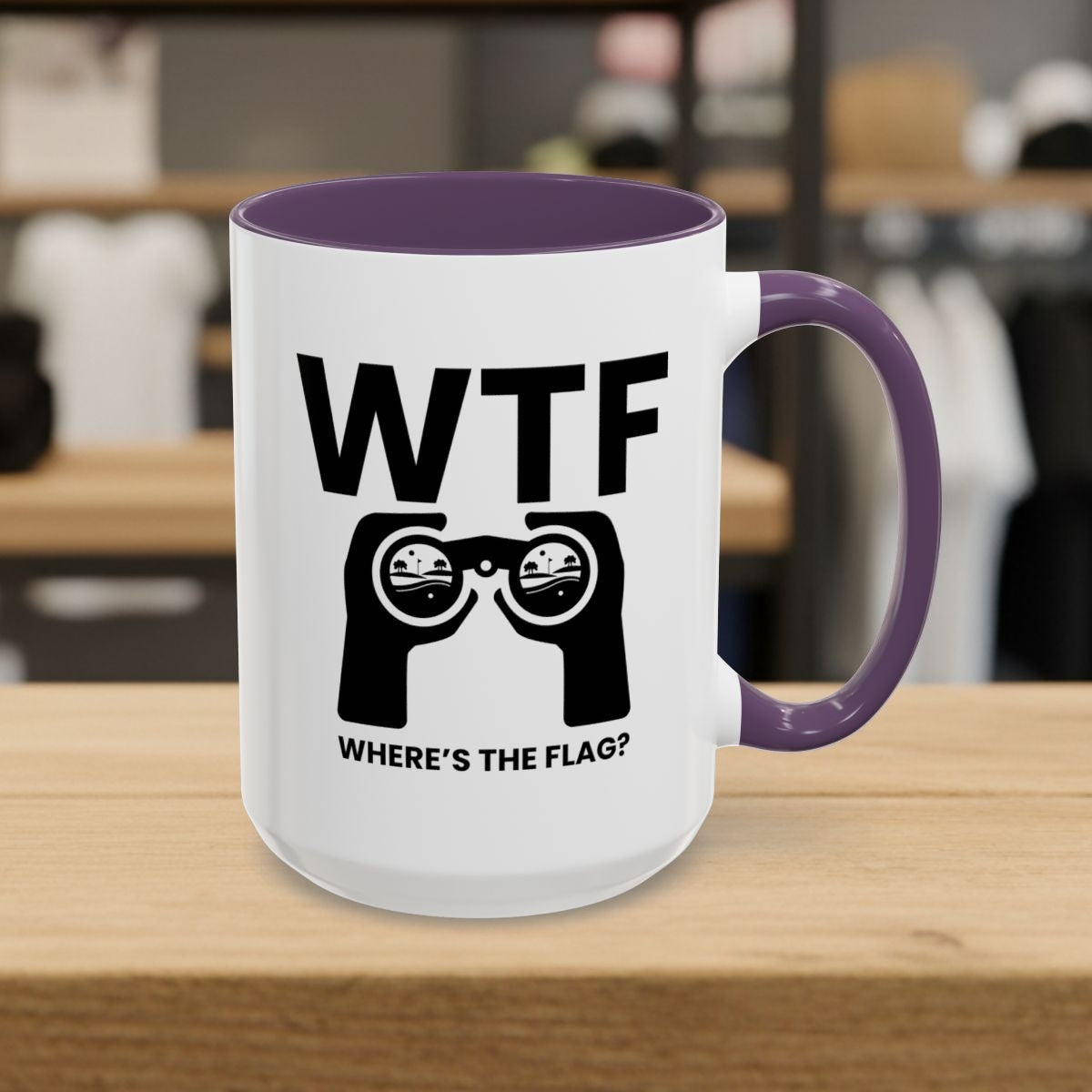 WTF - Where's the Flag - Golf Mug - 15oz in Purple