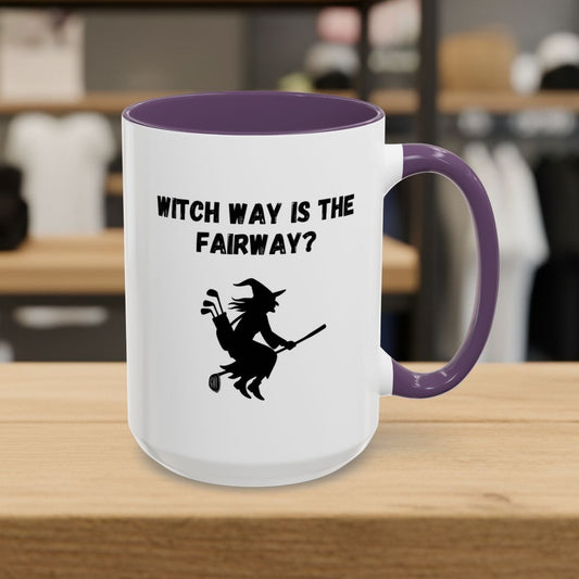 Witch Way is the Fairway - Golf Mug - 15oz in Purple