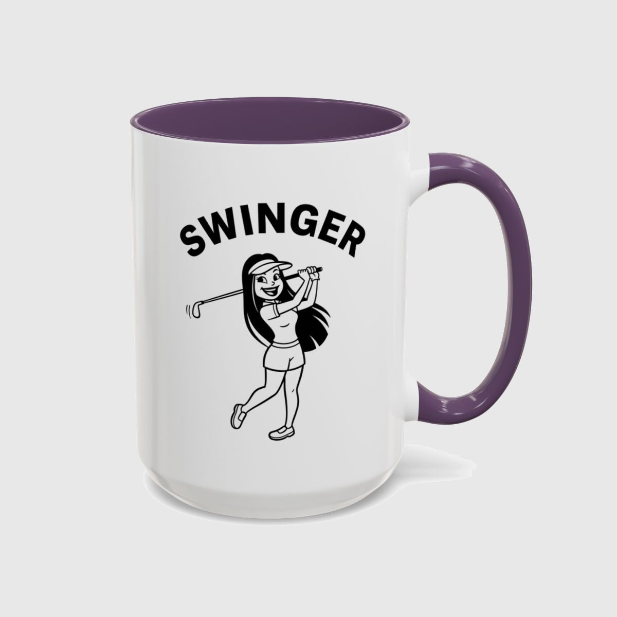 Retro Swinger Women's Golf T-Shirt - Golf Mug in Purple