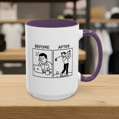 Before & After - Golf Mug - 15oz in Purple