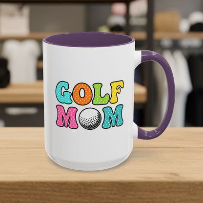 BUBBLY GOLF MOM, Polka Dot Pop - Golf Mug in Purple
