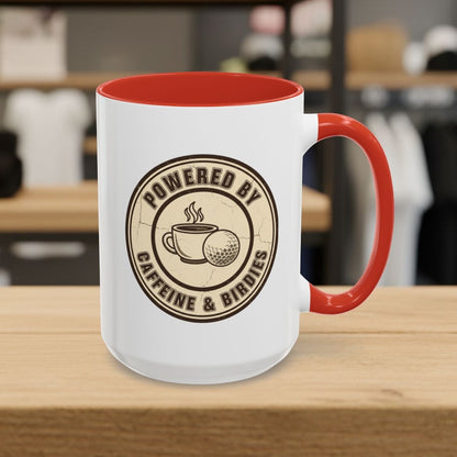 Powered by Caffeine & Birdies - Golf Mug - 15oz in Red