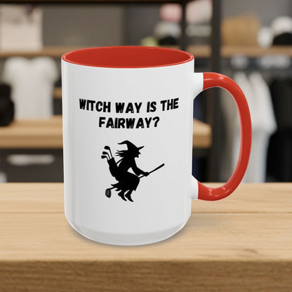 Witch Way is the Fairway - Golf Mug - 15oz in Red