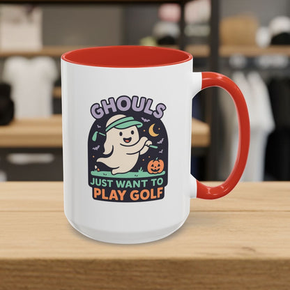 Ghouls Just Wanna Play Golf - Golf Mug - 15oz in Red