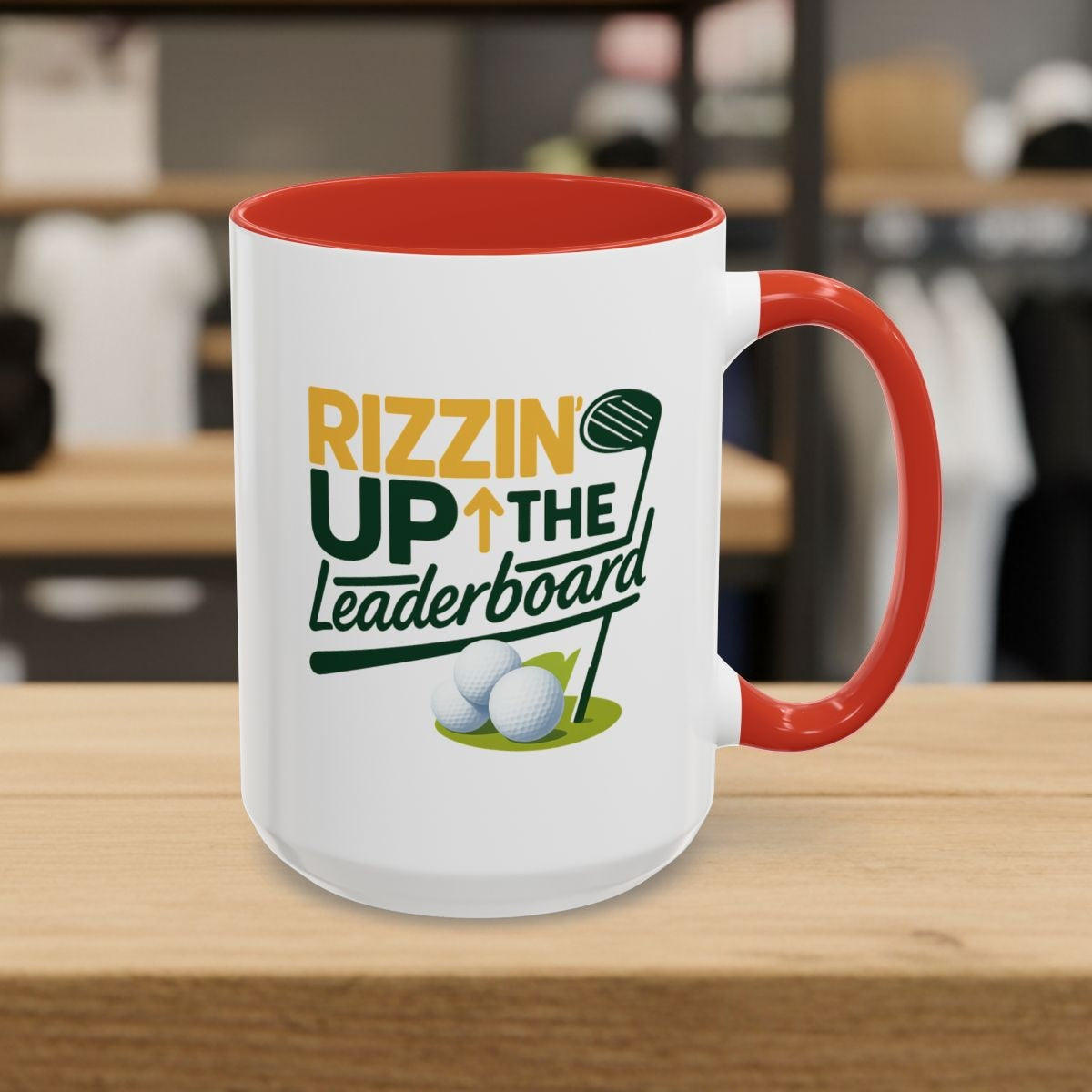 Rizzin' Up The Leaderboard - Golf Mug - 15oz in Red
