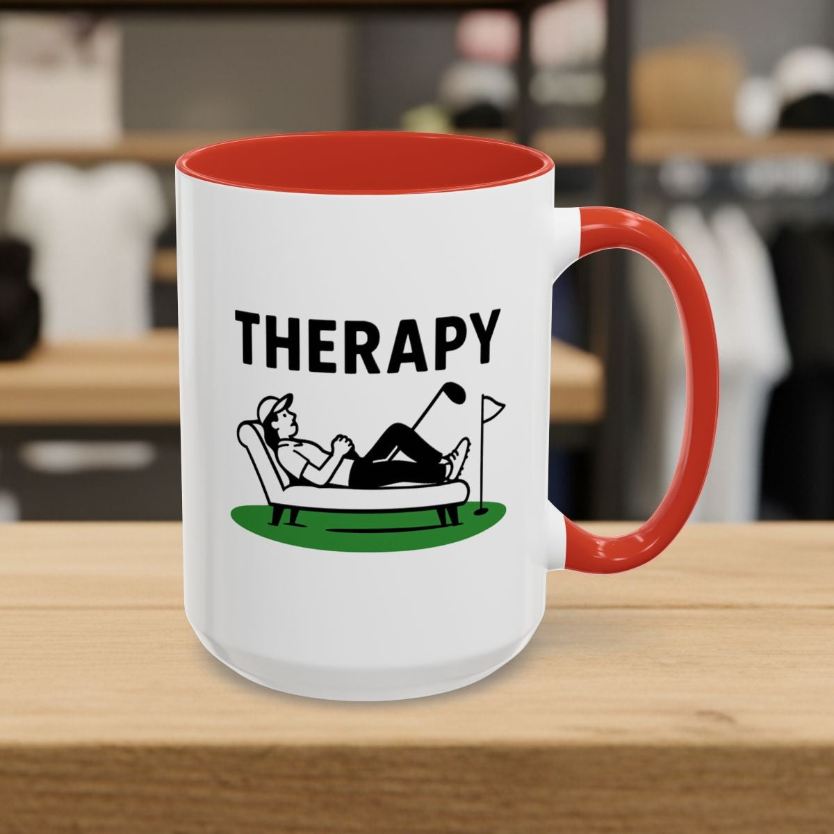 Golf Therapy - Golf Mug - 15oz in Red