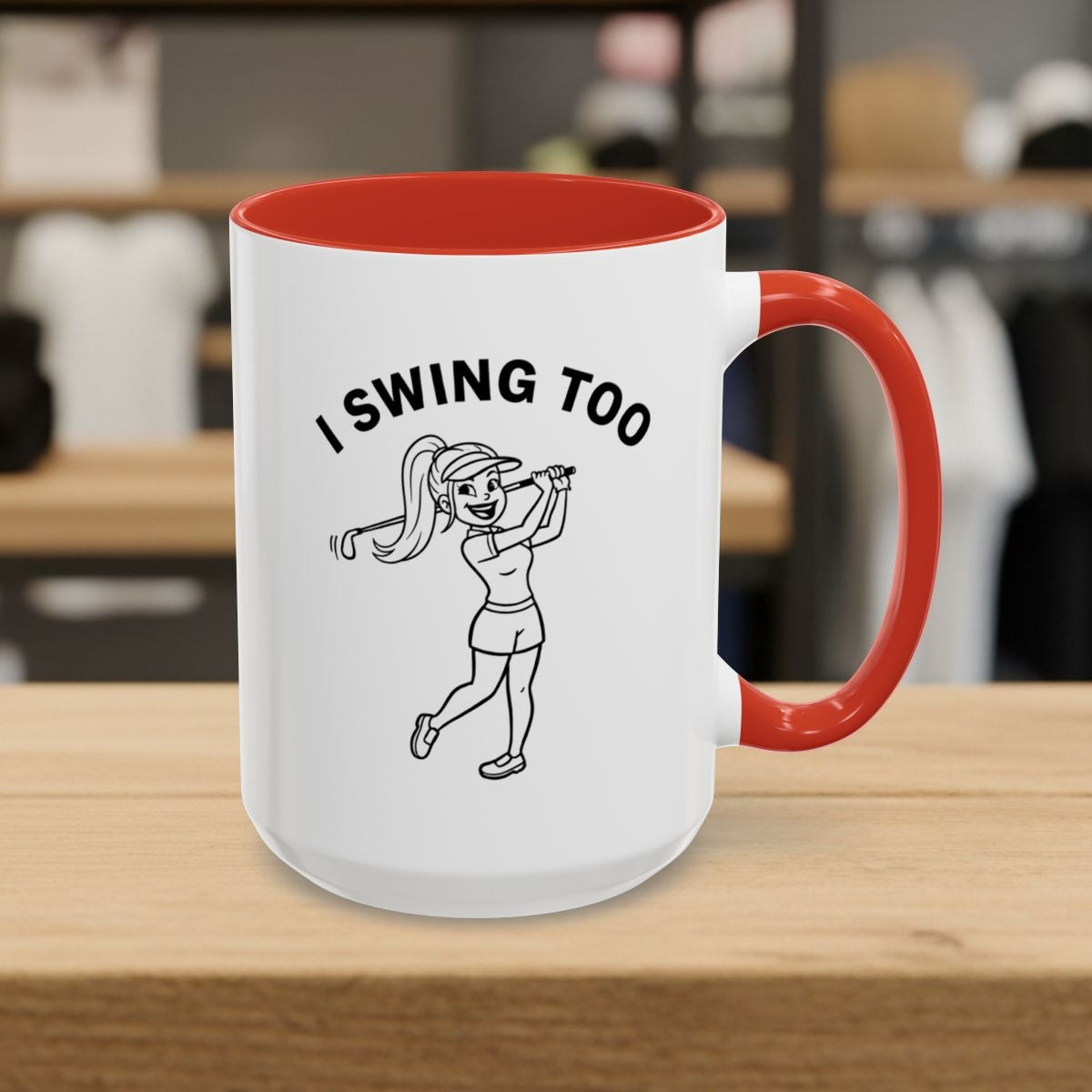 Retro I SWING TOO - Golf Mug - 15oz in Red