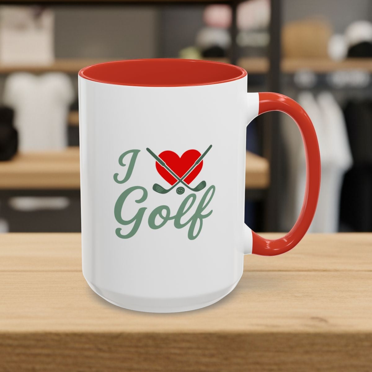 I Love Golf - Golf Mug - 15oz in Red