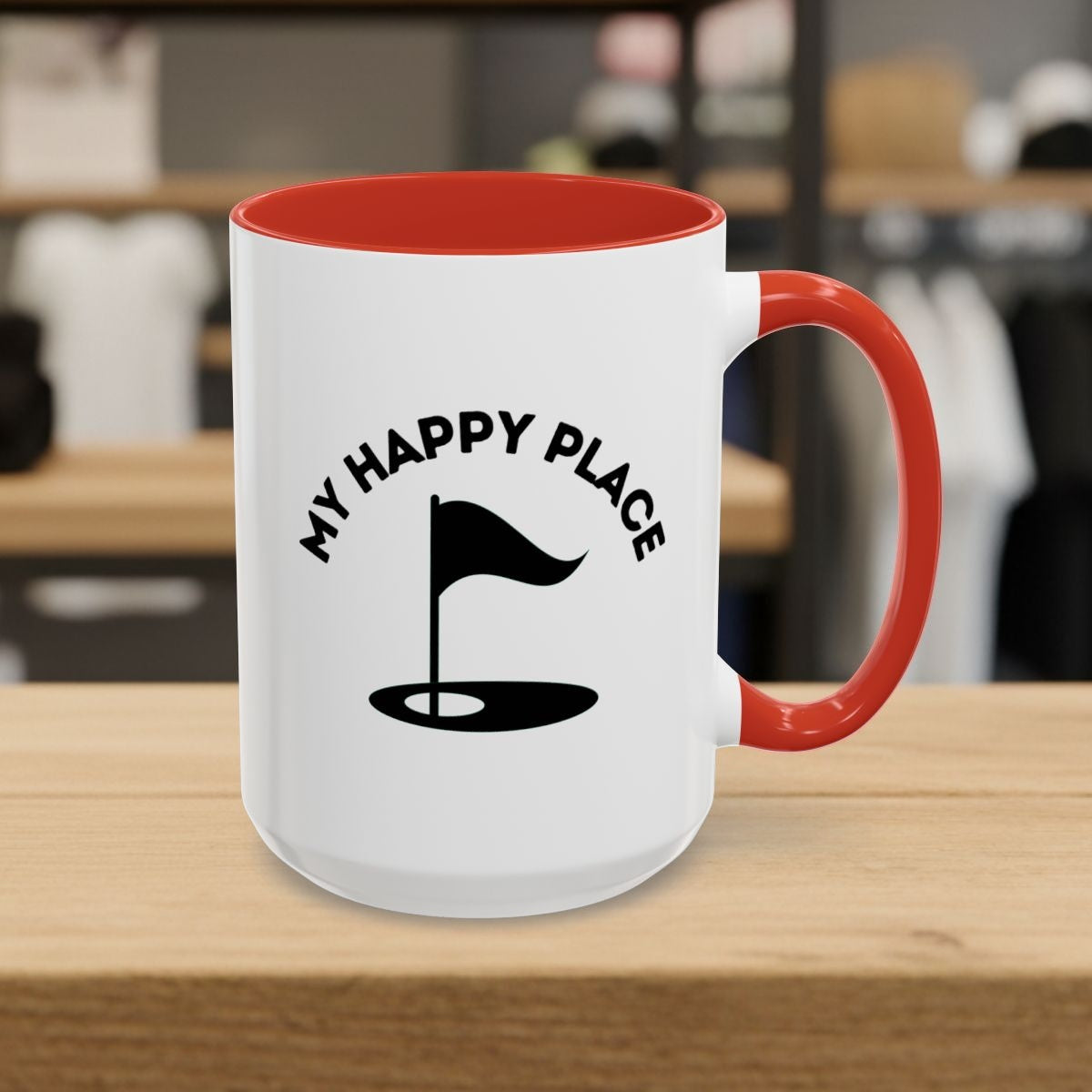 My Happy Place - Golf Mug - 15oz in Red