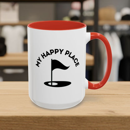 My Happy Place - Golf Mug - 15oz in Red