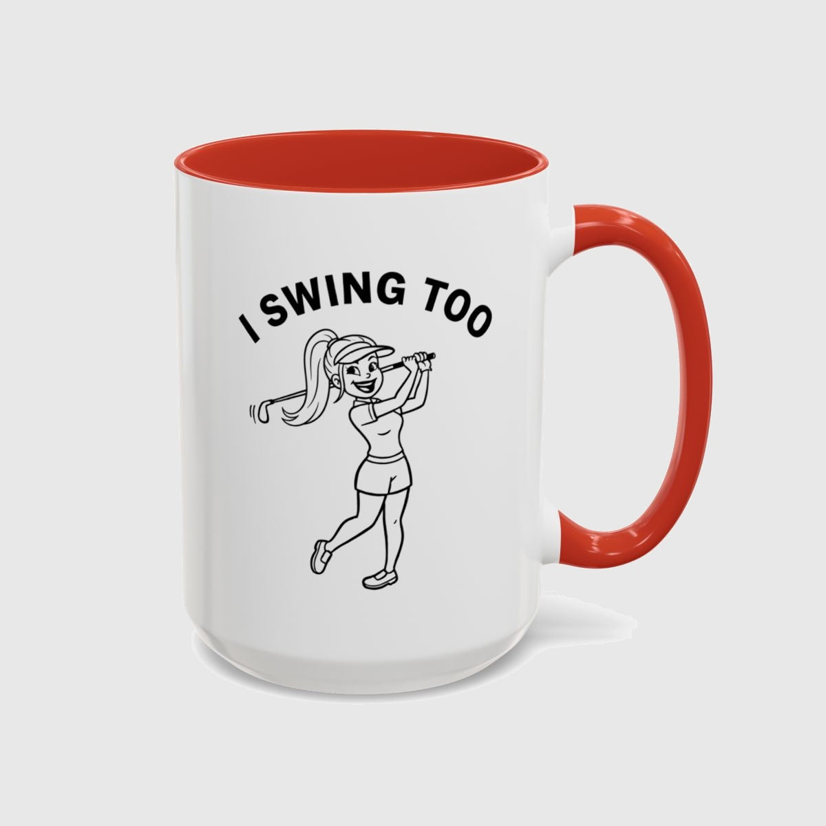 Retro I SWING TOO Women's Golf T-Shirt - Golf Mug in Red