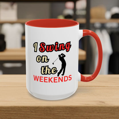 I Swing on the Weekends - Golf Mug - 15oz in Red