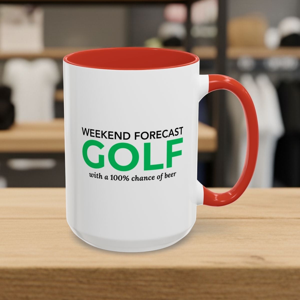 Weekend Forecast - Golf Mug - 15oz in Red