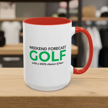Weekend Forecast - Golf Mug - 15oz in Red