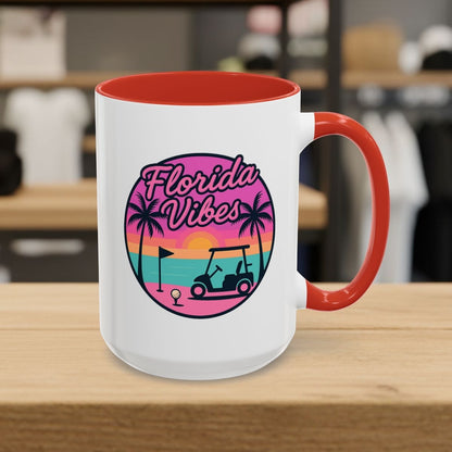 Golf Vibes - Florida Sunshine Edition - Golf Mug - 15oz in Red