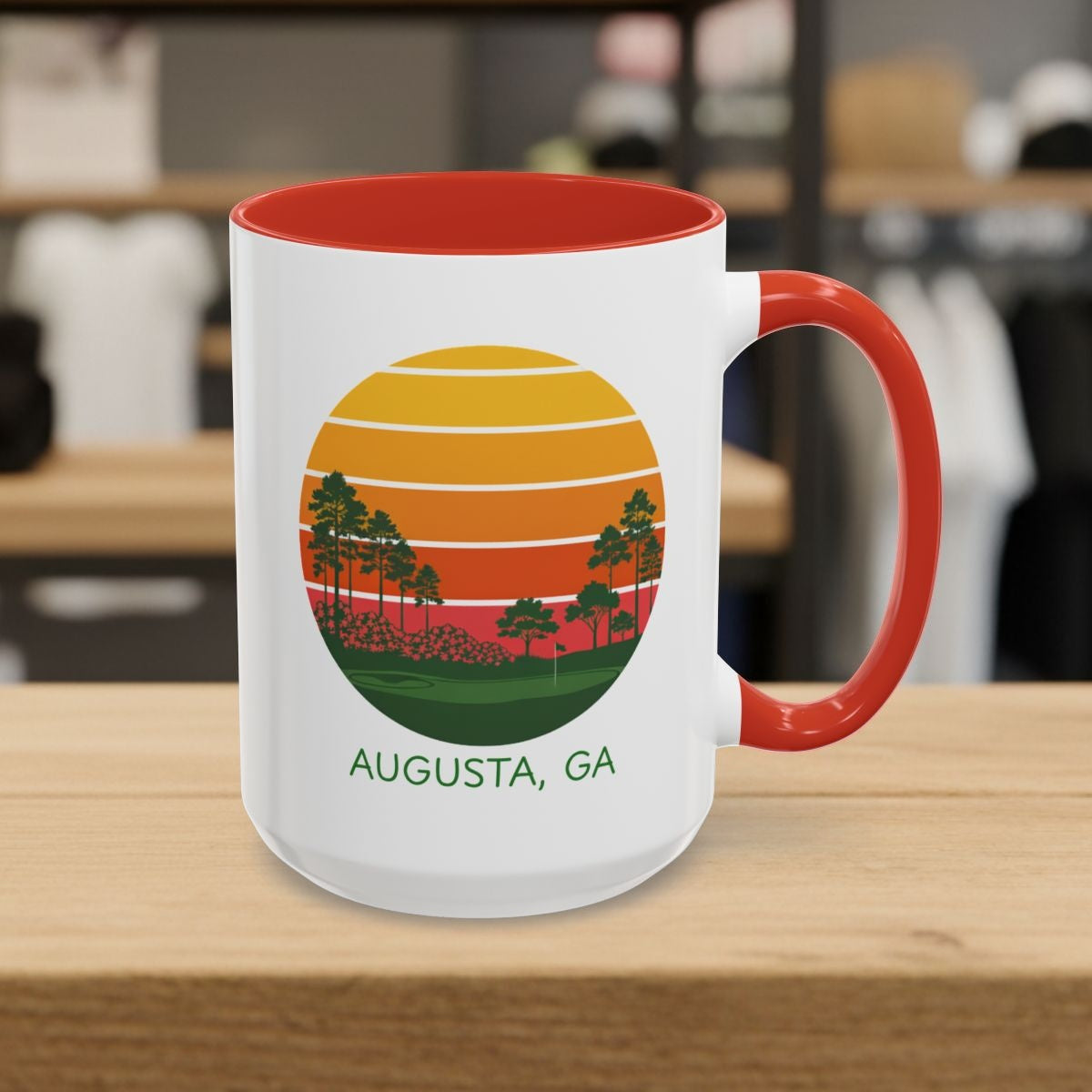 Retro Sunset - Augusta - Golf Mug in Red
