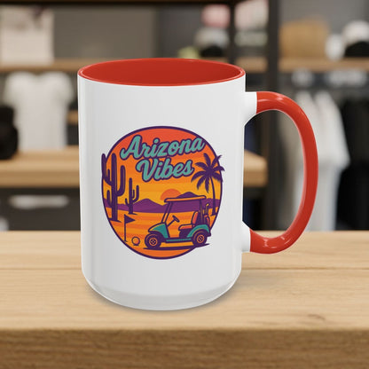 Golf Vibes - Arizona - Desert Edition Golf Destination - Golf Mug - 15oz in Red