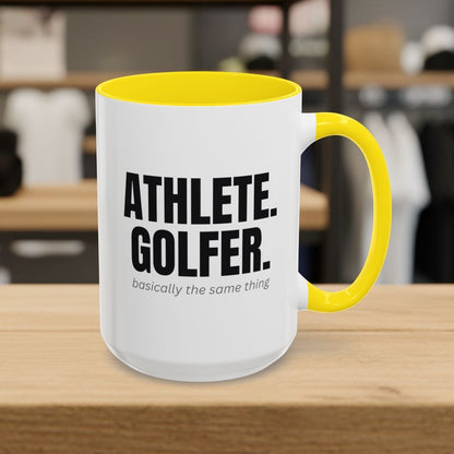 Athlete. Golfer. Basically the Same Thing - Golf Mug in Yellow