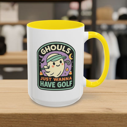 Ghouls Just Wanna Have Golf - Golf Mug - 15oz in Yellow