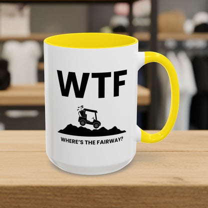 WTF - Where's the Fairway - Golf Mug - 15oz in Yellow