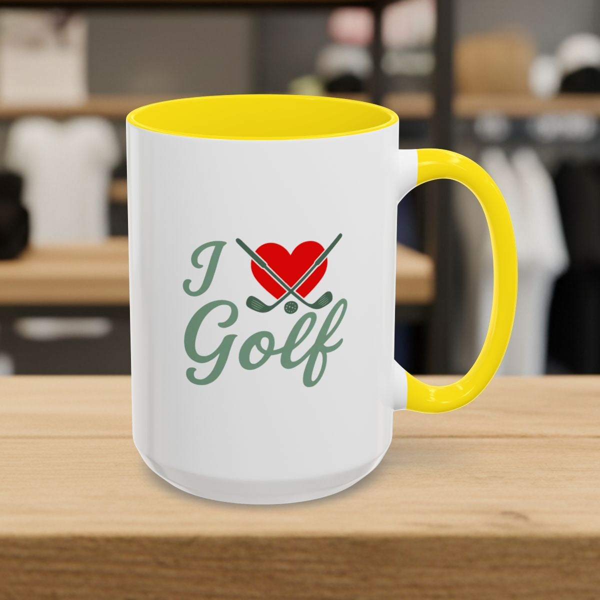 I Love Golf - Golf Mug - 15oz in Yellow