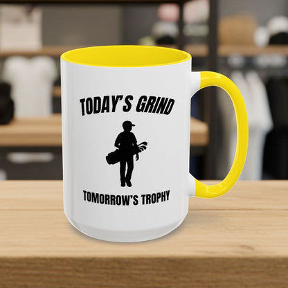 Today's Grind - Tomorrow's Trophy (male) - Golf Mug - 15oz in Yellow