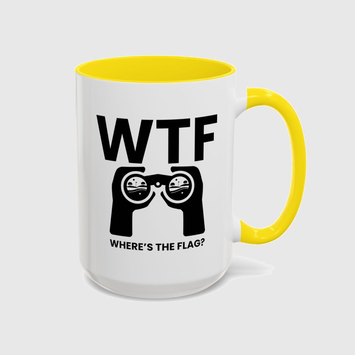 WTF - Where's the Flag - Golf Mug in Yellow