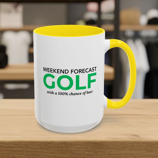 Weekend Forecast - Golf Mug - 15oz in Yellow