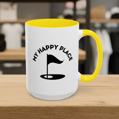 My Happy Place - Golf Mug - 15oz in Yellow