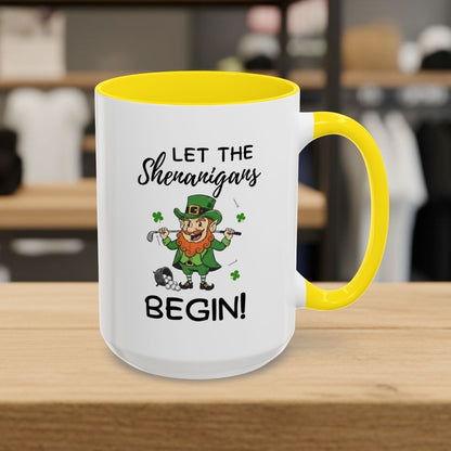 Let The Shenanigans Begin - Golf Mug - 15oz in Yellow