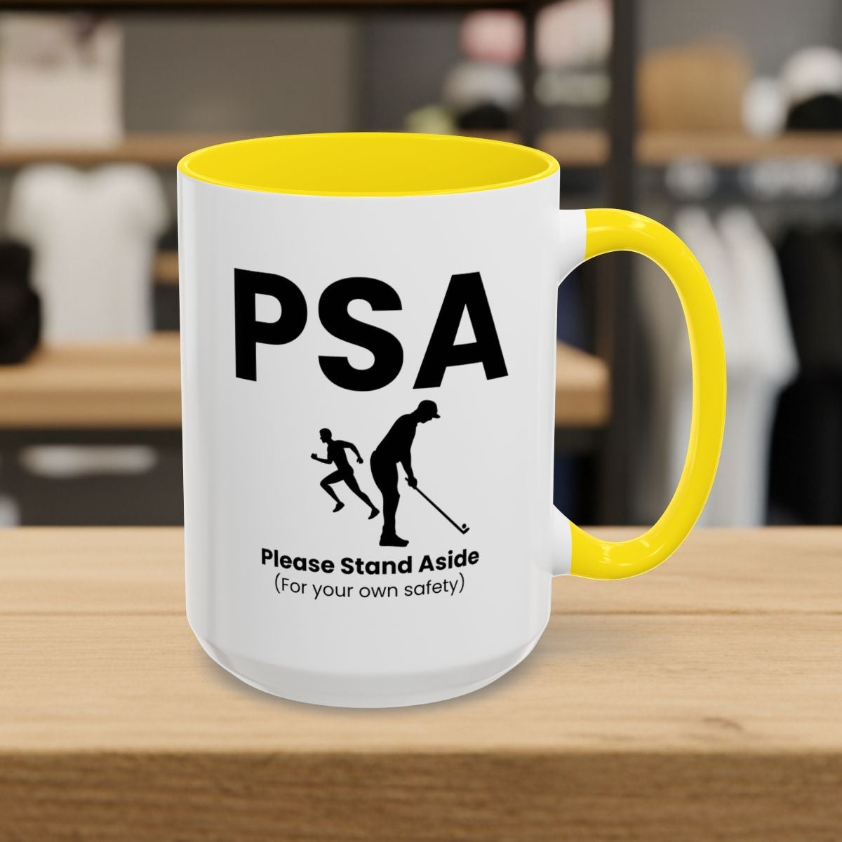 PSA - Please Stand Aside - Golf Mug - 15oz in Yellow