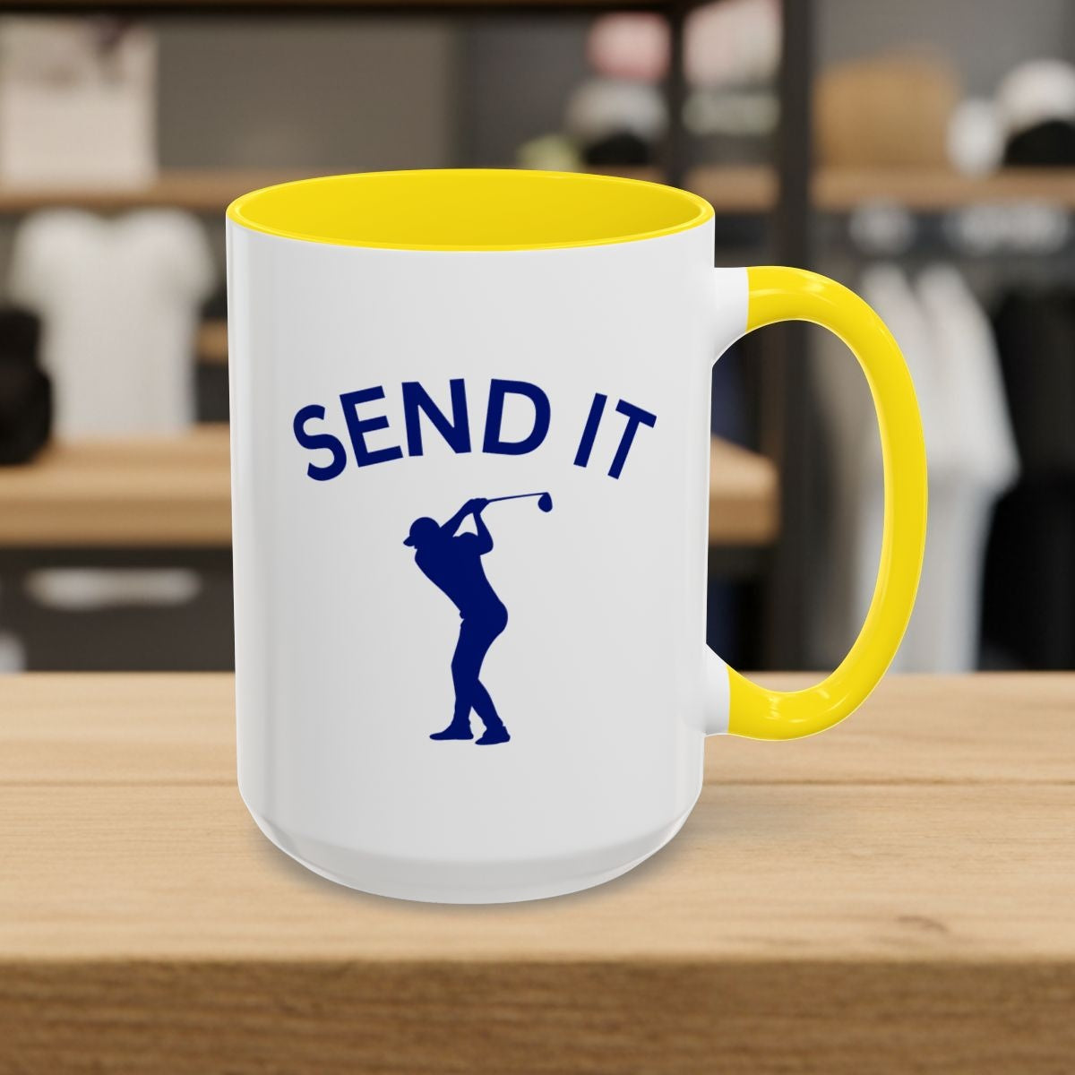 SEND IT (Male) - Golf Mug - 15oz in Yellow