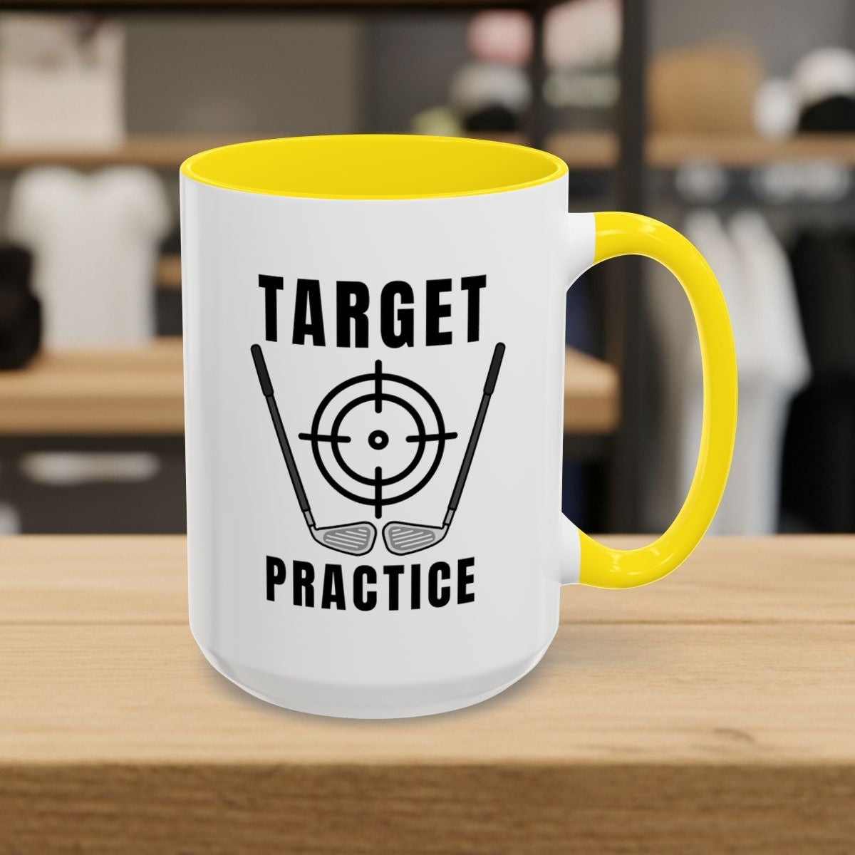 Target Practice - Golf Mug - 15oz in Yellow