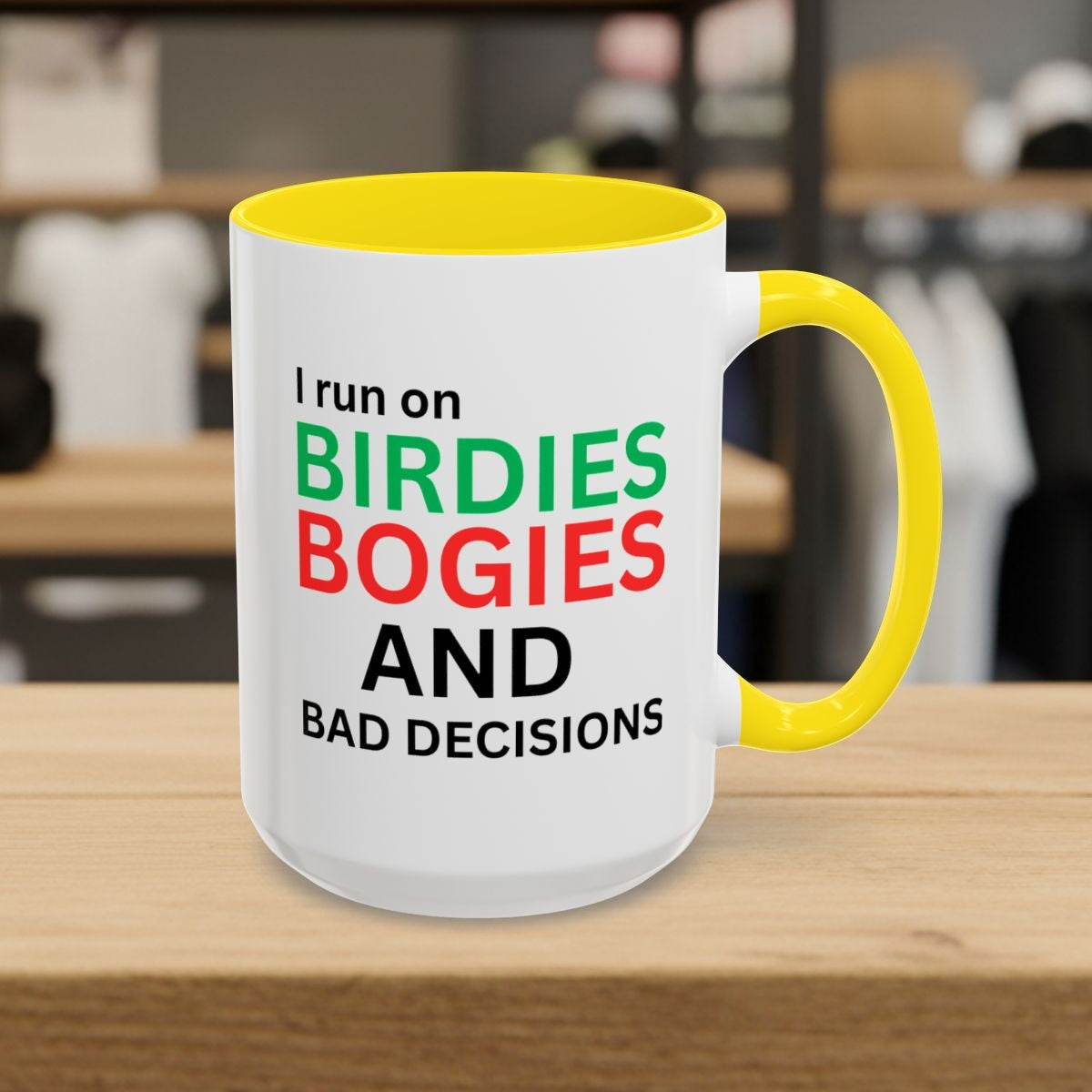 I run on... - Golf Mug - 15oz in Yellow