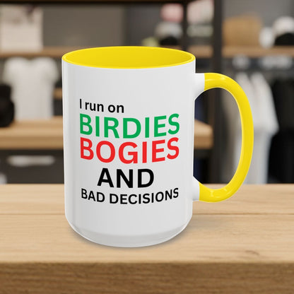 I run on... - Golf Mug - 15oz in Yellow