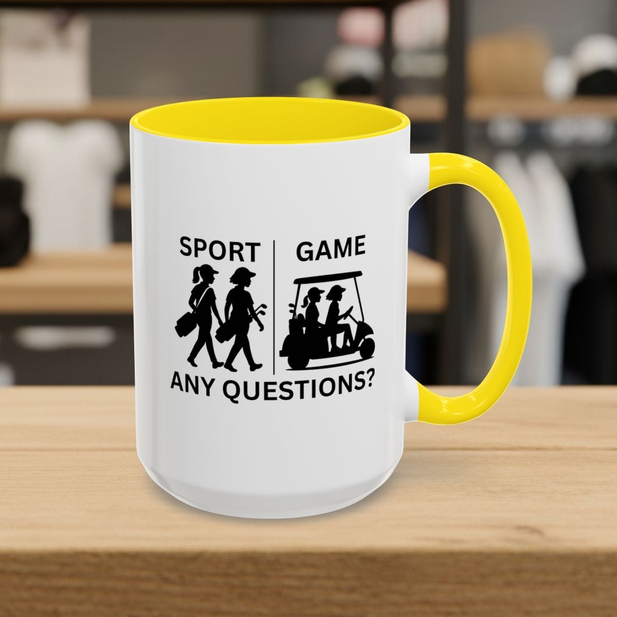 SPORT vs. GAME (Female) - Golf Mug - 15oz in Yellow