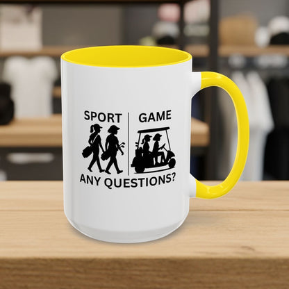 SPORT vs. GAME (Female) - Golf Mug - 15oz in Yellow