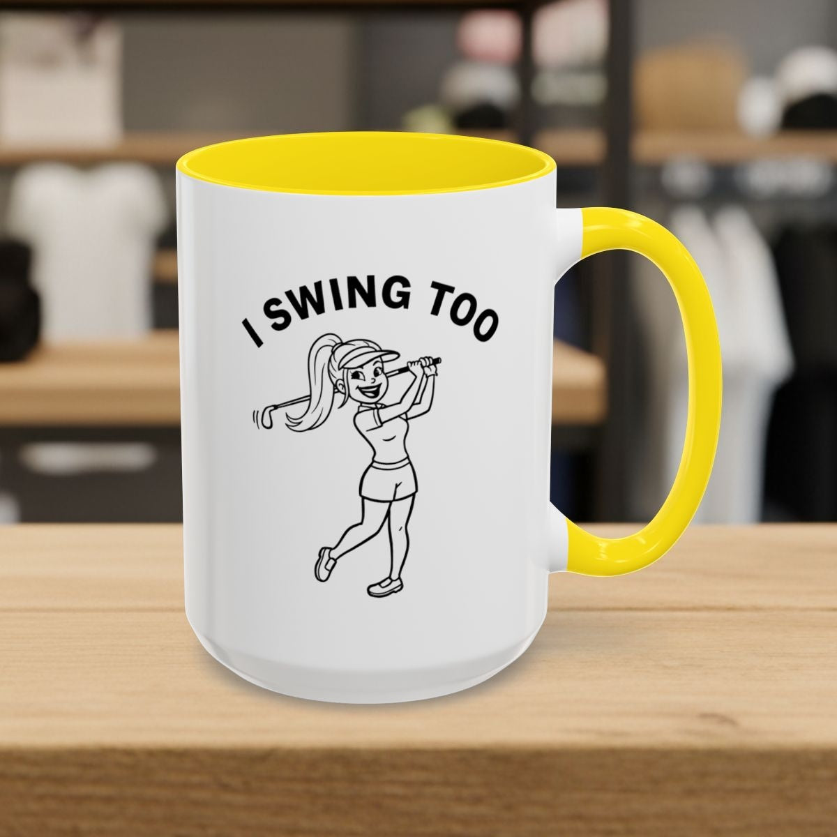 Retro I SWING TOO - Golf Mug - 15oz in Yellow