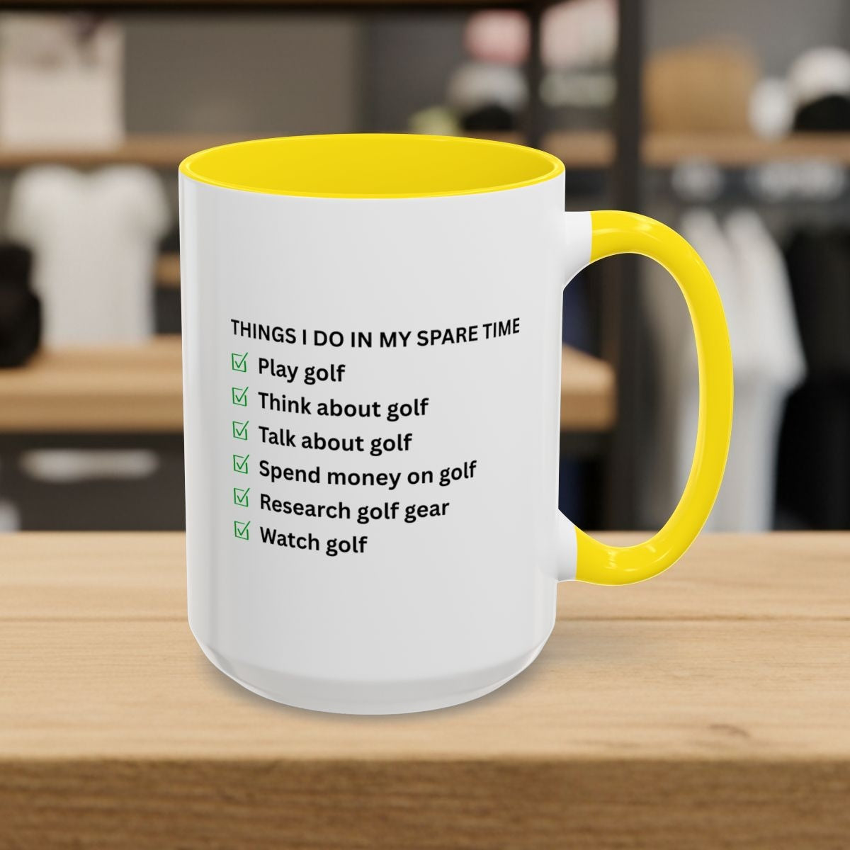 Things I Do In My Spare Time - Golf Mug - 15oz in Yellow