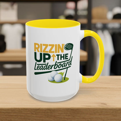 Rizzin' Up The Leaderboard - Golf Mug - 15oz in Yellow