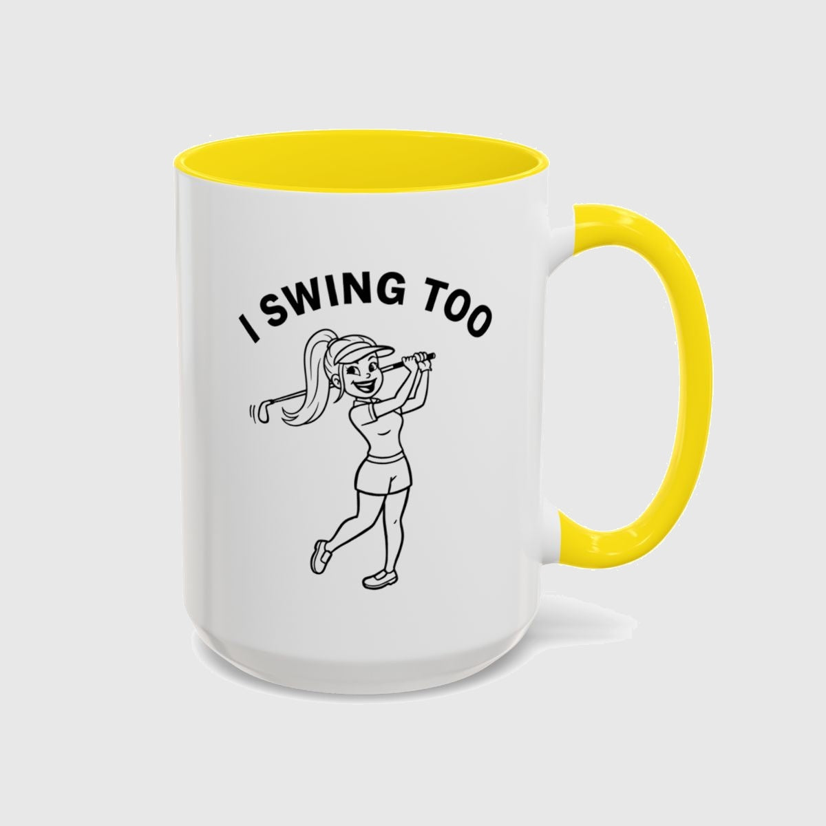 Retro I SWING TOO Women's Golf T-Shirt - Golf Mug in Yellow
