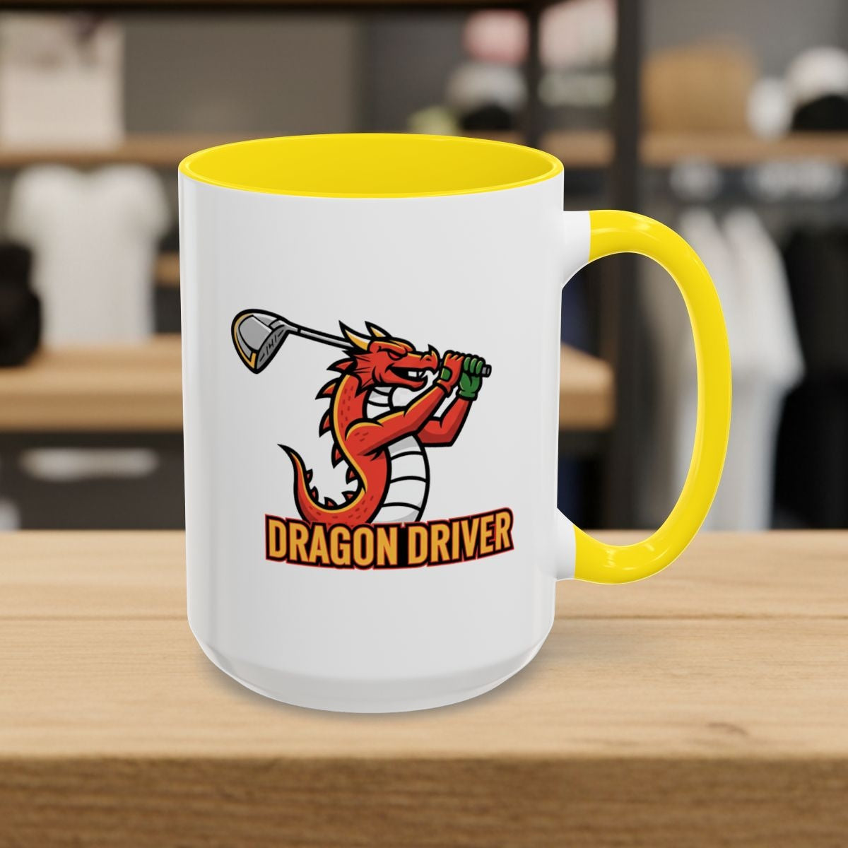 Dragon Driver - Golf Mug - 15oz in Yellow